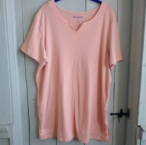 Peach Notch-Neck Soft Knit Tunic by Roman's 22-24
